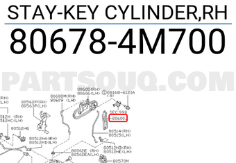 Nissan 806784M700 STAY-KEY CYLINDER,RH