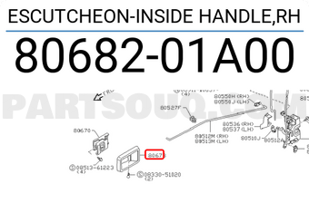 Nissan 8068201A00 ESCUTCHEON-INSIDE HANDLE,RH