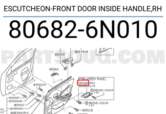 Nissan 806826N010 ESCUTCHEON-FRONT DOOR INSIDE HANDLE,RH