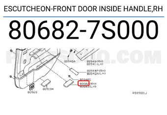 Nissan 806827S000 ESCUTCHEON-FRONT DOOR INSIDE HANDLE,RH