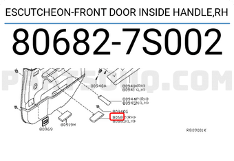 Nissan 806827S002 ESCUTCHEON-FRONT DOOR INSIDE HANDLE,RH