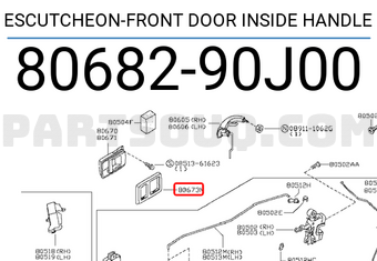 Nissan 8068290J00 ESCUTCHEON-FRONT DOOR INSIDE HANDLE