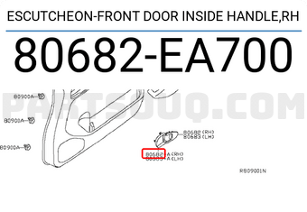 Nissan 80682EA700 ESCUTCHEON-FRONT DOOR INSIDE HANDLE,RH
