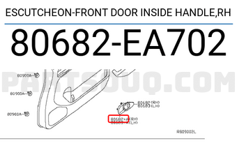 Nissan 80682EA702 ESCUTCHEON-FRONT DOOR INSIDE HANDLE,RH
