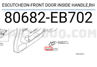 Nissan 80682EB702 ESCUTCHEON-FRONT DOOR INSIDE HANDLE,RH