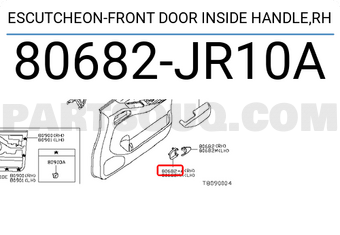 Nissan 80682JR10A ESCUTCHEON-FRONT DOOR INSIDE HANDLE,RH