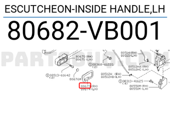 Nissan 80682VB001 ESCUTCHEON-INSIDE HANDLE,LH