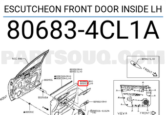 Nissan 806834CL1A ESCUTCHEON FRONT DOOR INSIDE LH