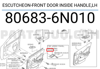 Nissan 806836N010 ESCUTCHEON-FRONT DOOR INSIDE HANDLE,LH