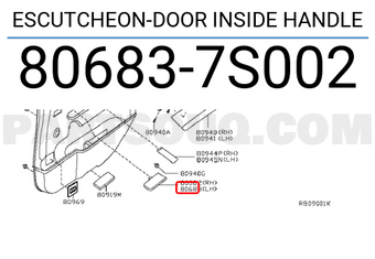 Nissan 806837S002 ESCUTCHEON-DOOR INSIDE HANDLE