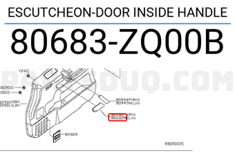 Nissan 80683ZQ00B ESCUTCHEON-DOOR INSIDE HANDLE