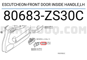 Nissan 80683ZS30C ESCUTCHEON-FRONT DOOR INSIDE HANDLE,LH