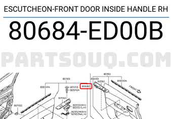 Nissan 80684ED00B ESCUTCHEON-FRONT DOOR INSIDE HANDLE RH