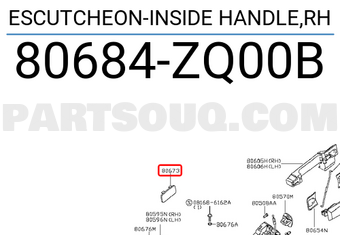 Nissan 80684ZQ00B ESCUTCHEON-INSIDE HANDLE,RH
