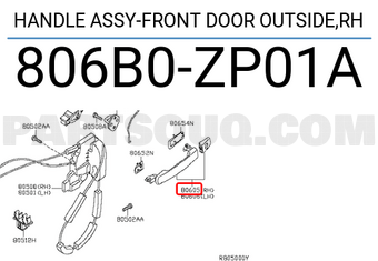 Nissan 806B0ZP01A HANDLE ASSY-FRONT DOOR OUTSIDE,RH