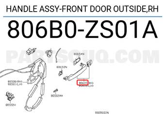 Nissan 806B0ZS01A HANDLE ASSY-FRONT DOOR OUTSIDE,RH