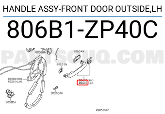 Nissan 806B1ZP40C HANDLE ASSY-FRONT DOOR OUTSIDE,LH