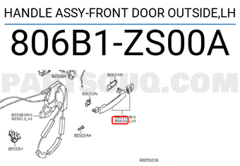 Nissan 806B1ZS00A HANDLE ASSY-FRONT DOOR OUTSIDE,LH