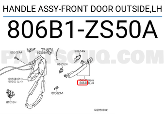 Nissan 806B1ZS50A HANDLE ASSY-FRONT DOOR OUTSIDE,LH