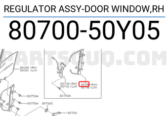 Nissan 8070050Y05 REGULATOR ASSY-DOOR WINDOW,RH