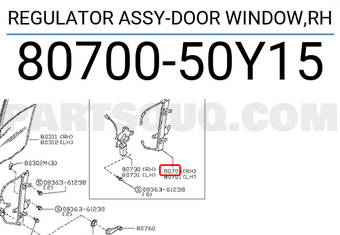 Nissan 8070050Y15 REGULATOR ASSY-DOOR WINDOW,RH