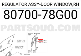 Nissan 8070078G00 REGULATOR ASSY-DOOR WINDOW,RH