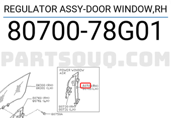 Nissan 8070078G01 REGULATOR ASSY-DOOR WINDOW,RH