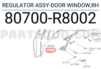 Nissan 80700R8002 REGULATOR ASSY-DOOR WINDOW,RH