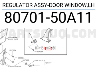 Nissan 8070150A11 REGULATOR ASSY-DOOR WINDOW,LH