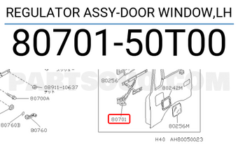 Nissan 8070150T00 REGULATOR ASSY-DOOR WINDOW,LH