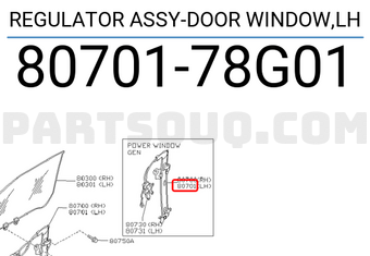 Nissan 8070178G01 REGULATOR ASSY-DOOR WINDOW,LH