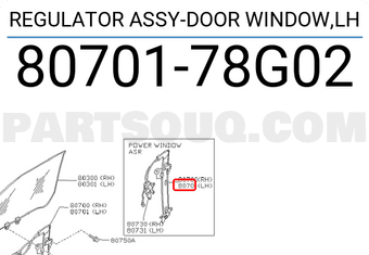 Nissan 8070178G02 REGULATOR ASSY-DOOR WINDOW,LH