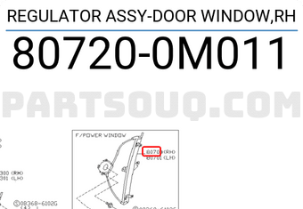 Nissan 807200M011 REGULATOR ASSY-DOOR WINDOW,RH