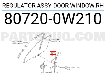 Nissan 807200W210 REGULATOR ASSY-DOOR WINDOW,RH