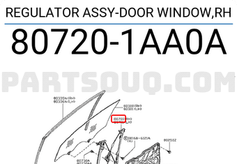 Nissan 807201AA0A REGULATOR ASSY-DOOR WINDOW,RH