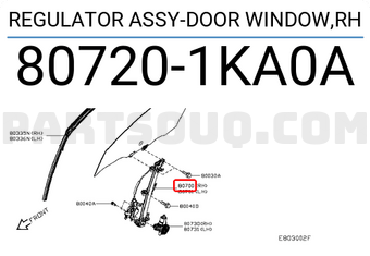 Nissan 807201KA0A REGULATOR ASSY-DOOR WINDOW,RH