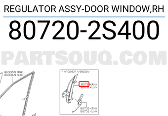 Nissan 807202S400 REGULATOR ASSY-DOOR WINDOW,RH