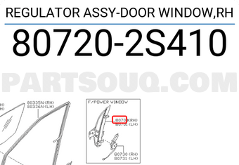Nissan 807202S410 REGULATOR ASSY-DOOR WINDOW,RH