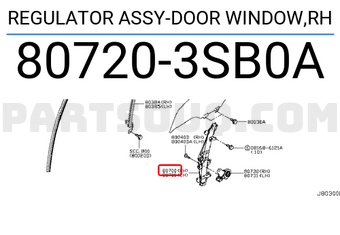 Nissan 807203SB0A REGULATOR ASSY-DOOR WINDOW,RH
