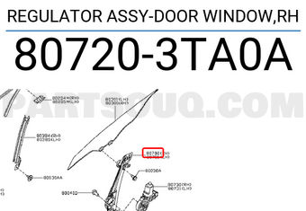 Nissan 807203TA0A REGULATOR ASSY-DOOR WINDOW,RH
