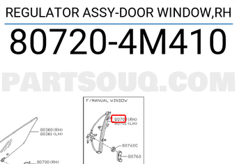 Nissan 807204M410 REGULATOR ASSY-DOOR WINDOW,RH