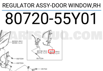 Nissan 8072055Y01 REGULATOR ASSY-DOOR WINDOW,RH