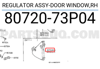 Nissan 8072073P04 REGULATOR ASSY-DOOR WINDOW,RH