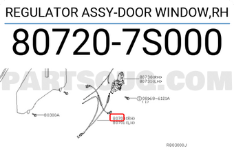 Nissan 807207S000 REGULATOR ASSY-DOOR WINDOW,RH