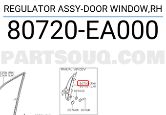 Nissan 80720EA000 REGULATOR ASSY-DOOR WINDOW,RH