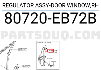 Nissan 80720EB72B REGULATOR ASSY-DOOR WINDOW,RH