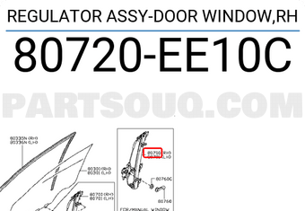 Nissan 80720EE10C REGULATOR ASSY-DOOR WINDOW,RH