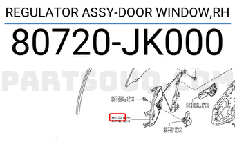 Nissan 80720JK000 REGULATOR ASSY-DOOR WINDOW,RH