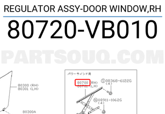 Nissan 80720VB010 REGULATOR ASSY-DOOR WINDOW,RH