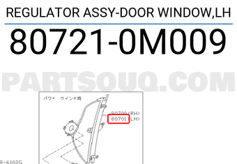 Nissan 807210M009 REGULATOR ASSY-DOOR WINDOW,LH